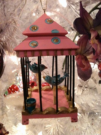 pink polka dot bird house